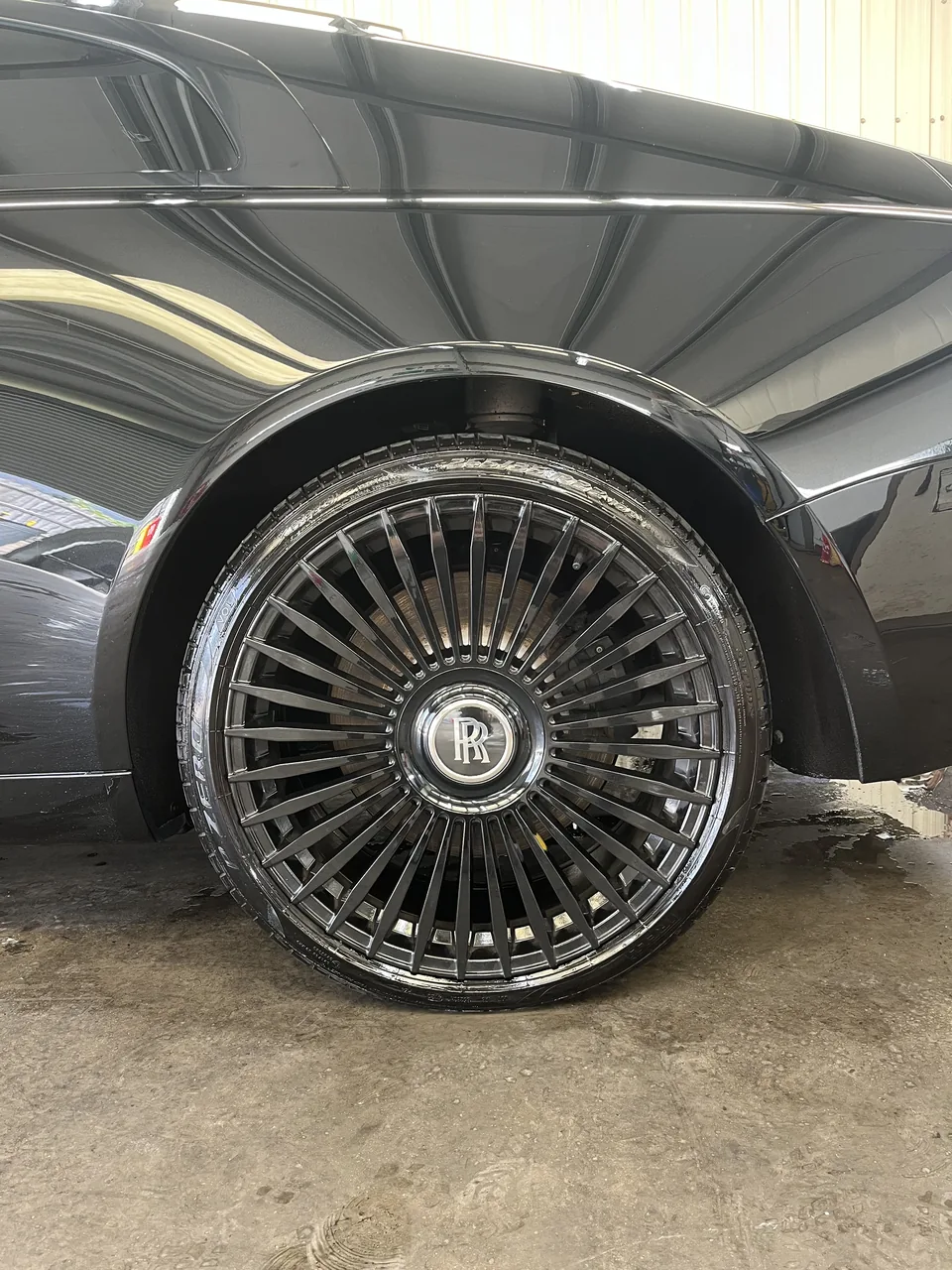 Detailed Rolls-Royce wheel and tyre